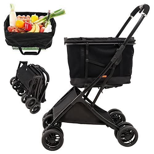 creerクレエ ショッピングカート カート+ 買い物バッグ 折りたたみ 4輪  