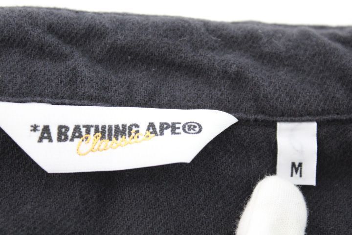 エイプ A BATHING APE 長袖ワークシャツ 黒 M 未使用