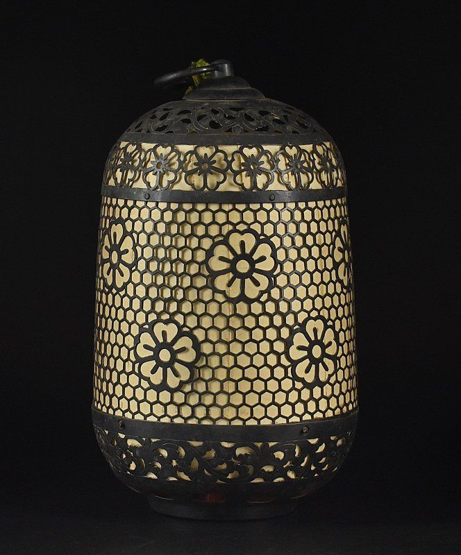 蔵A4807 銅製 桜透かし 灯籠 吊灯篭 置灯籠