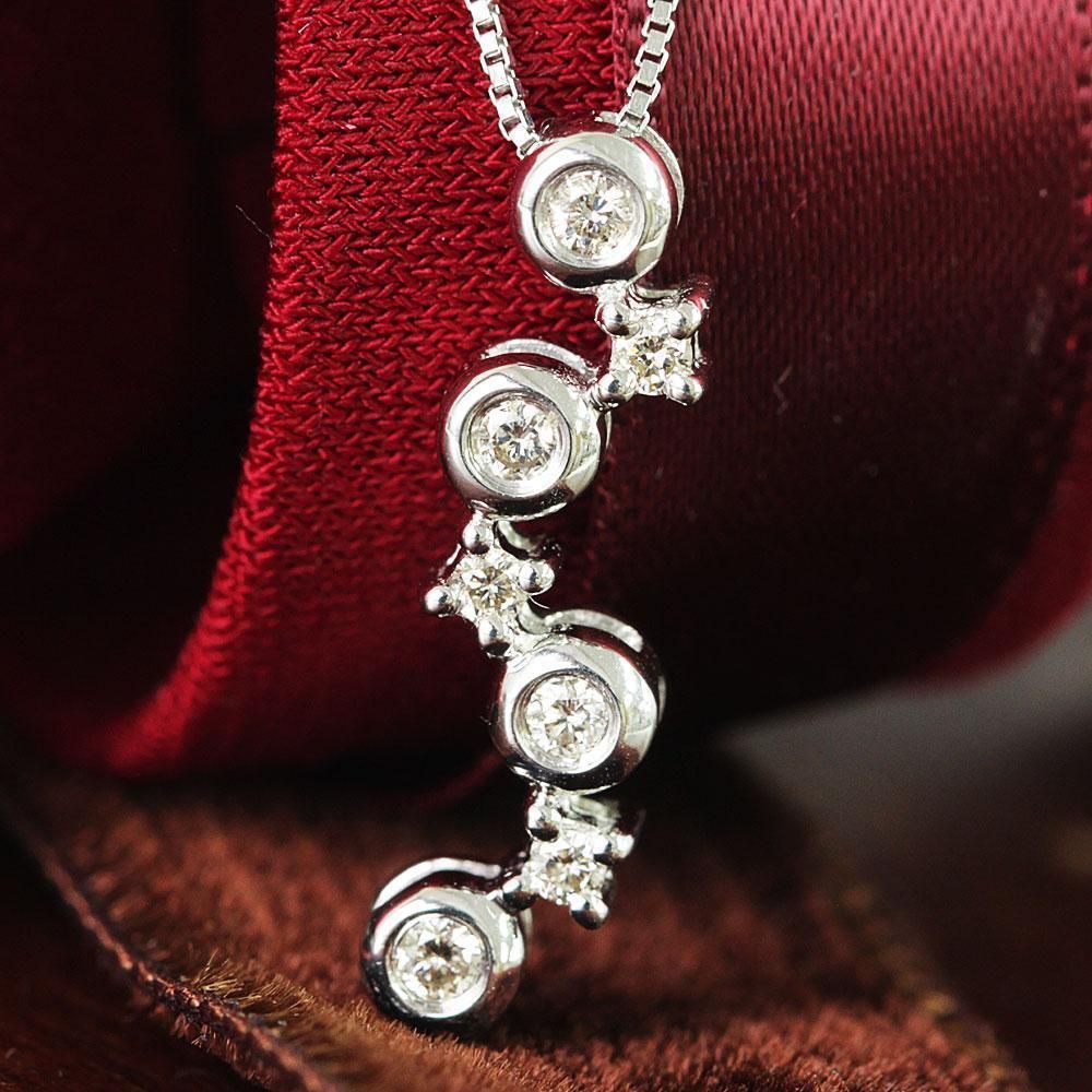 0.2ct ダイヤモンド K18 wg 星座 スター ロング ペンダント 鑑別  