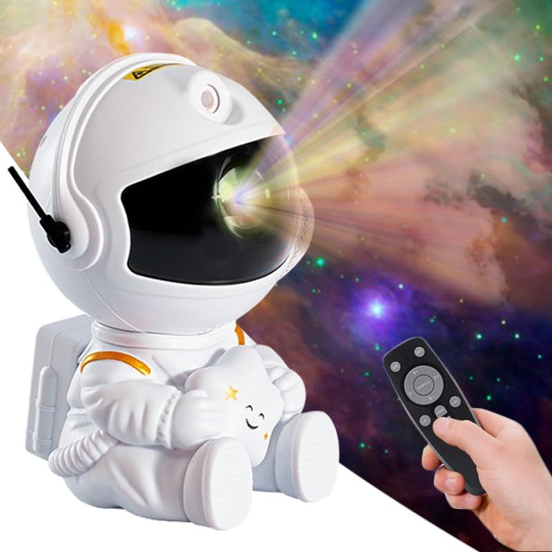 【特価商品】- ギャラクシーナイトライト 宇宙飛行士ギャラクシープロジェクター、スタープロジェクター 宇宙飛行士ライトプロジェクター、星空星雲天井LEDランプ、リモコン付き、ホワイ