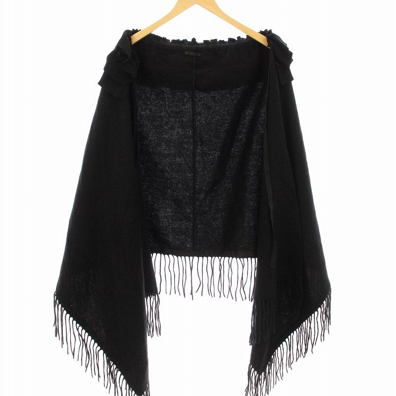 TO BE CHIC 黒 ポンチョ・ケープコート トゥービーシック TO BE CHIC ケープ ポンチョ フリンジ フリル