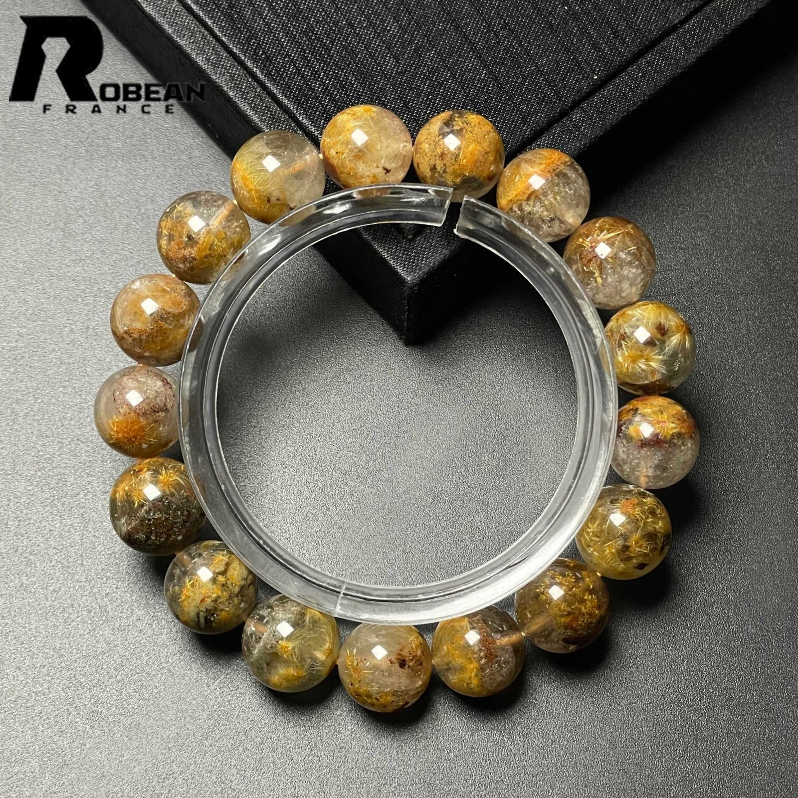 EU製 定価13万円 ROBEAN ガーデンフラワータイチンルチル ブレスレット パワーストーン 天然石 金運 お守り プレゼント 11.8-12.5mm M1015727