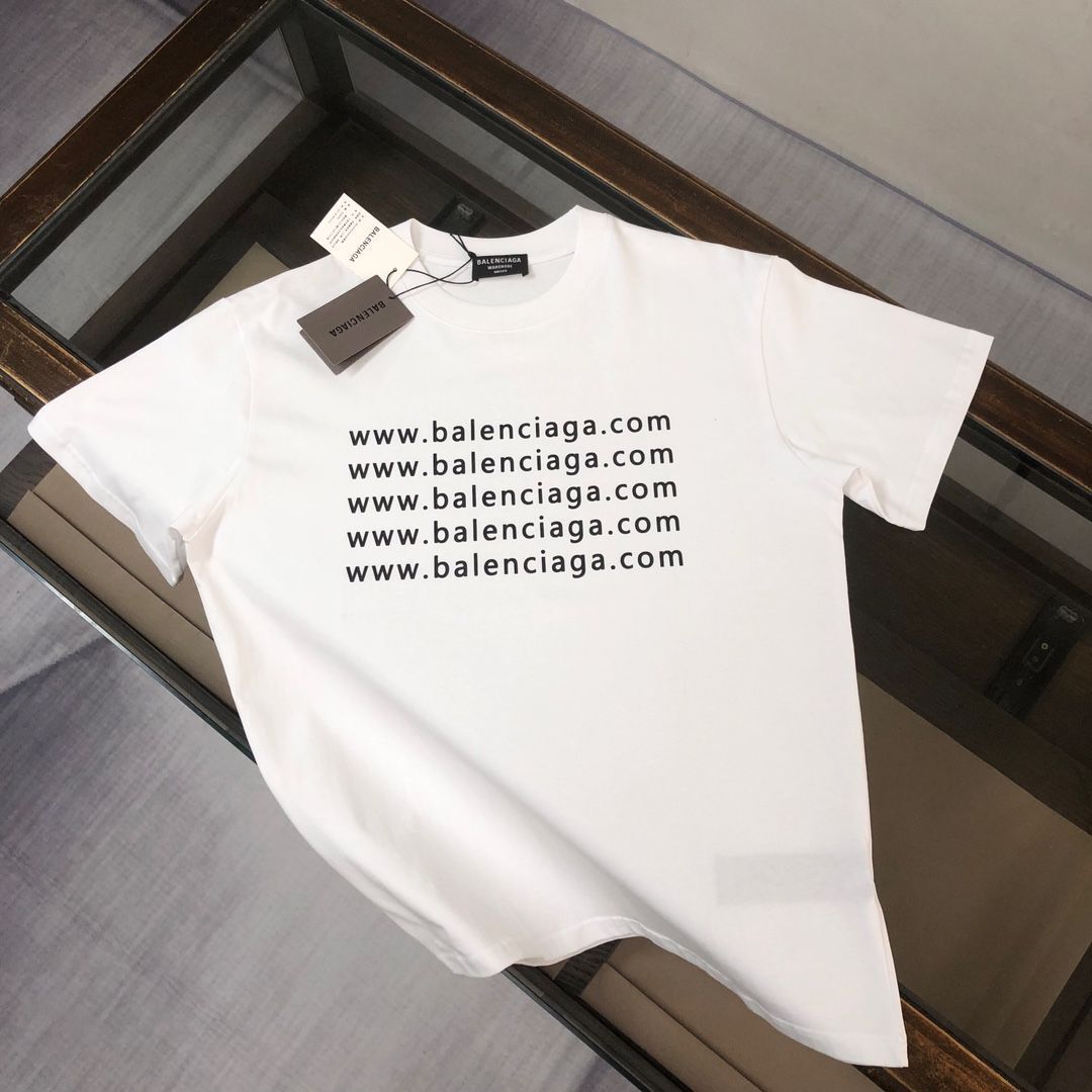 BALENCIAGA ホワイト Tシャツ クルーネック BALENCIAGA - ミラーロゴTシャツ / クルーネックTシャツ / オフ