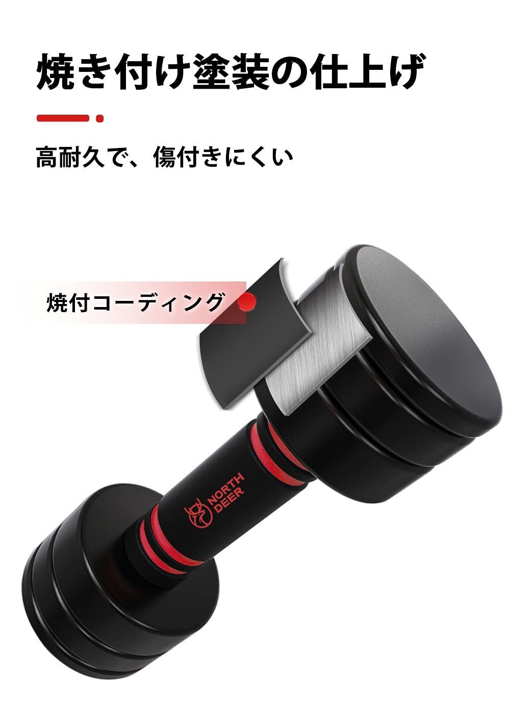 新品 【公式】 Northdeer ダンベル 可変式 小型 スチール製 2.5kg 5kg 7.5kg 10kg ブラック／黒色 家庭用