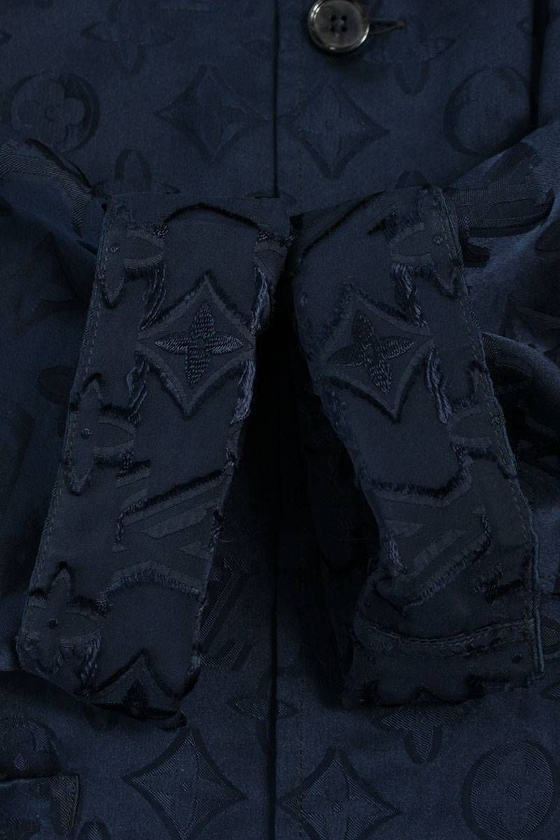 シュプリーム ルイヴィトン  17AW  Jacquard Silk Pajama Shirt ジャガードシルクパジャマ長袖シャツ メンズ XL