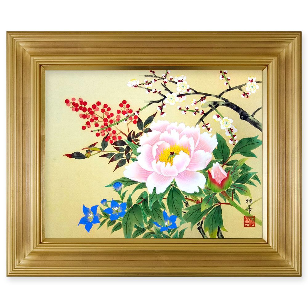 日本画肉筆画 真筆 初夏の花 粗