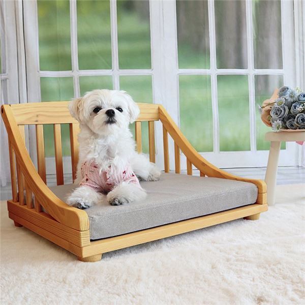 ペットベッド S 約幅52.5cm ライトブラウン 木製 ペット用品 ペットグッズ 犬用品 猫用品 組立品