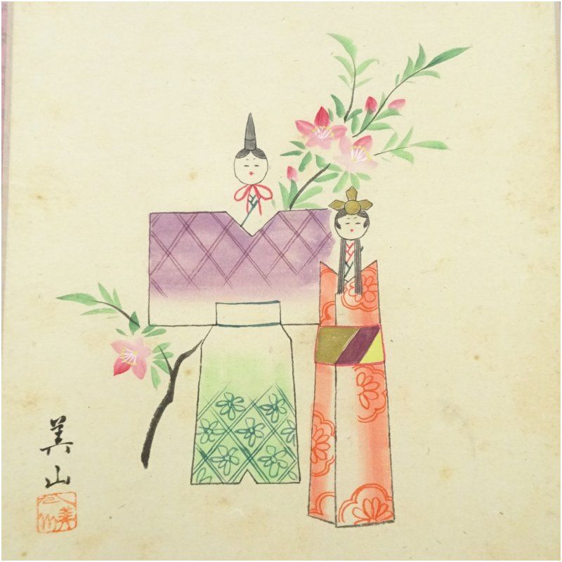前大徳 西垣宗興筆 「桃花萬家宴」画賛 肉筆紙本掛軸（共箱