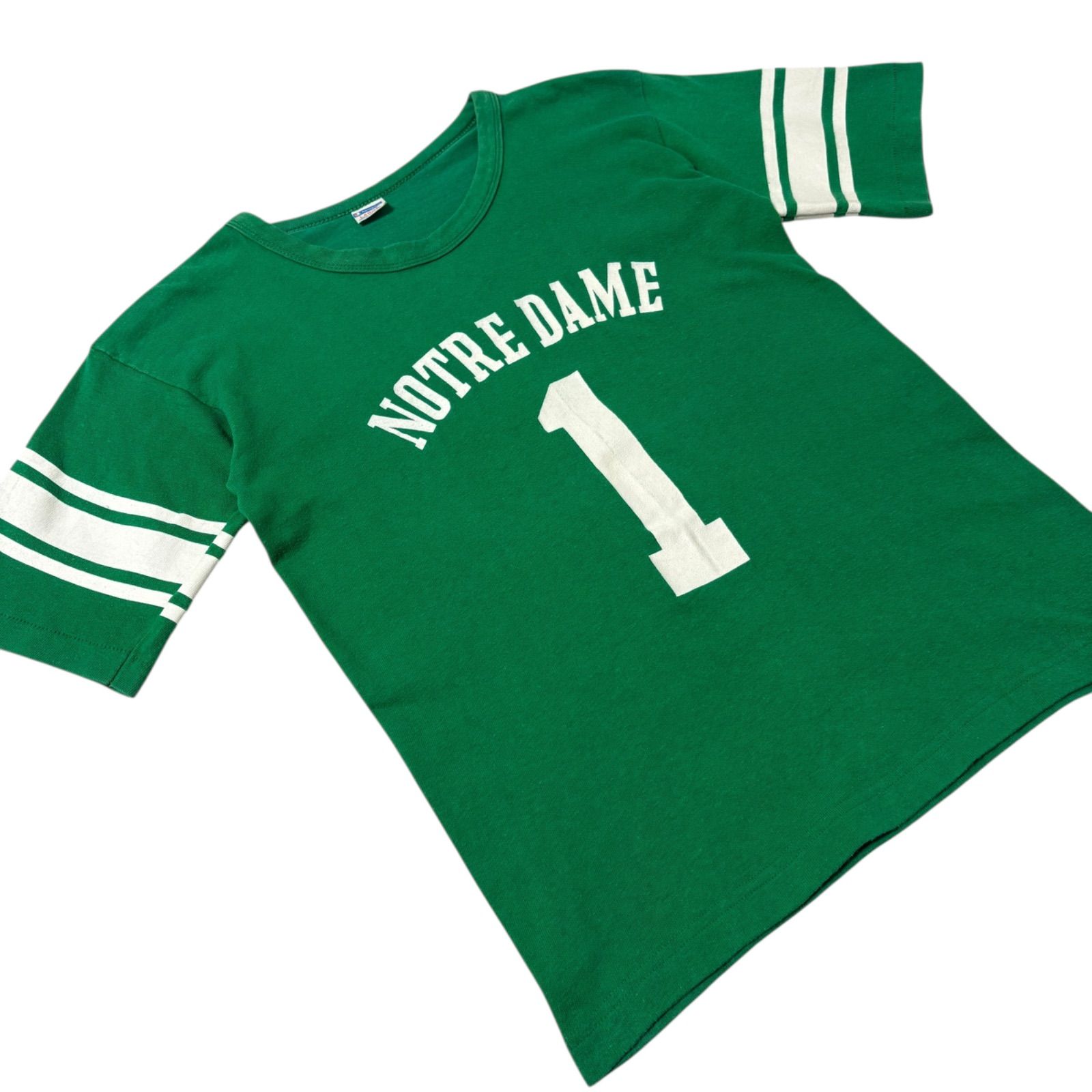 70's champion NOTRE DAME バータグ フットボールtシャツ Champion