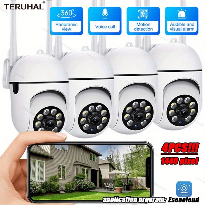 TERUHAL Eseecloud 1440P QHD ワイヤレスセキュリティカメラ 2K インドア WiFi 監視カメラ 両方向オーディオ パン|ティルト|ズーム テーンズ＆ペット用モーショントラッキング ナイトビジョン USB 電源 非防水 壁掛け