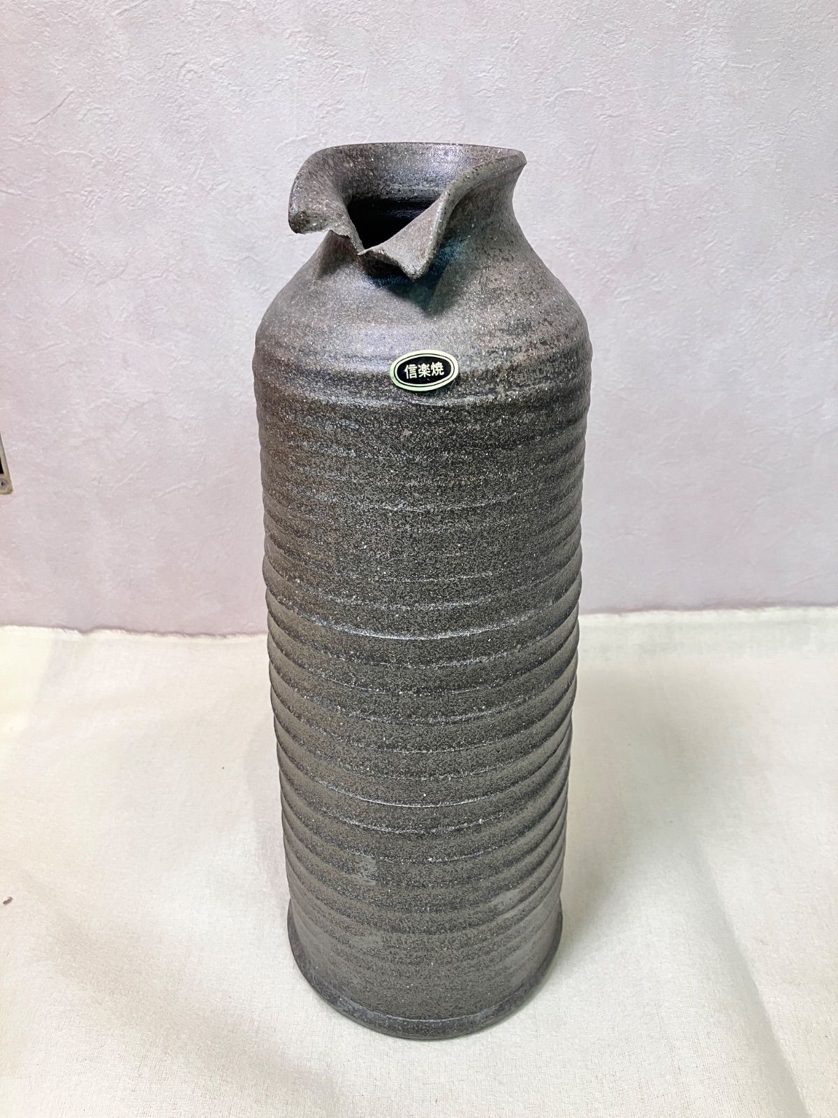信楽焼 しがらき 土 花器 花瓶 白×グレー×黒 信楽焼 しがらき 土 花器 花瓶 白×グレー×黒