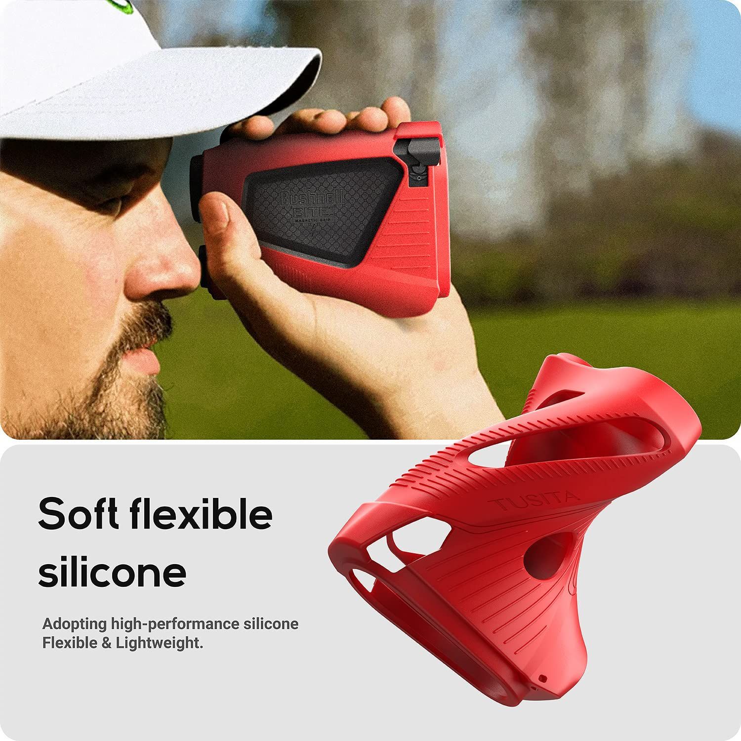 【新着商品】シリコンケース Bushnell PRO X3 TUSITA X3+ ゴルフ レーザー距離計対応 - レッド