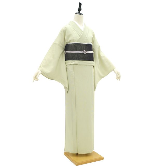 【新品＊夏着物】長尺＊絽 江戸小紋 万筋 グリーン×白 普段着物 正絹25K60 新品＊夏着物】長尺＊絽 江戸小紋 万筋 グリーン×白 普段着物 正絹