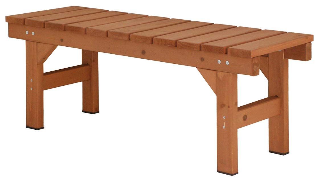ライト コンパクト ベンチタイプ 107cm×34cm デッキ風縁台 ライトブラウン 防水用ゴム足付 ガーデンガーデン SDE-107SS-LBR