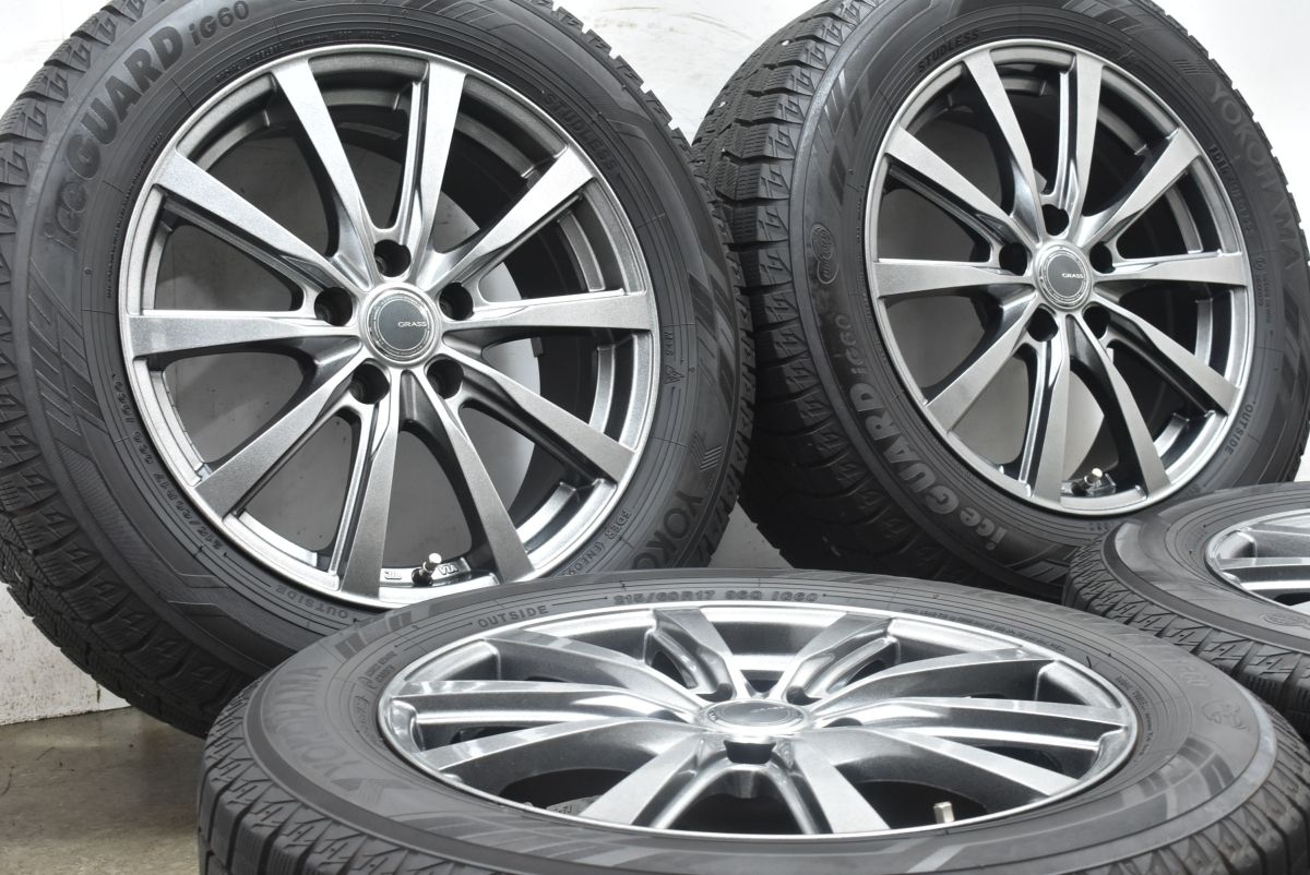 GRASS 17in 7J 38 PCD114.3 ヨコハマ アイスガード iG60 215 60R17 レクサス UX アルファード ヴェルファイア C-HR