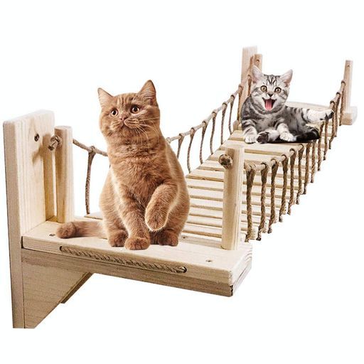 Umoraキャットタワー木製吊り橋猫ベッド遊び場ハンモックストレス解消運動不足解消組み立て簡単 100cm