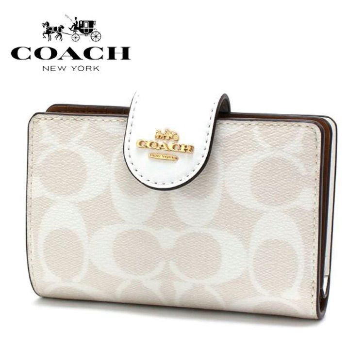 新品 COACH コーチ 定価44,000円 二つ折り財布 チョーク／グレイシャーホワイト