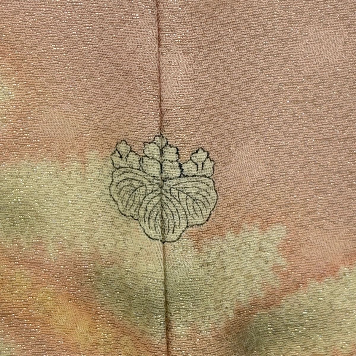 訪問着 身丈170cm 裄丈63.5cm S 袷 落款 辻が花柄 銀通し 絞り 薄ピンク 正絹 名品 一つ紋 【】