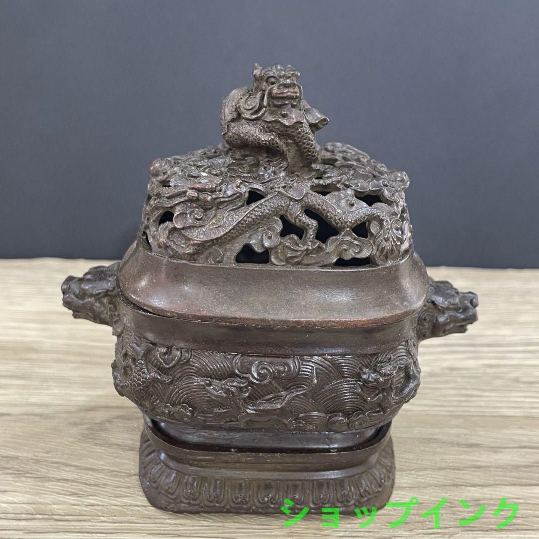 銅製 香炉 九龍宣徳三足香炉 茶道香炉 仏堂香炉 香道具 装飾品