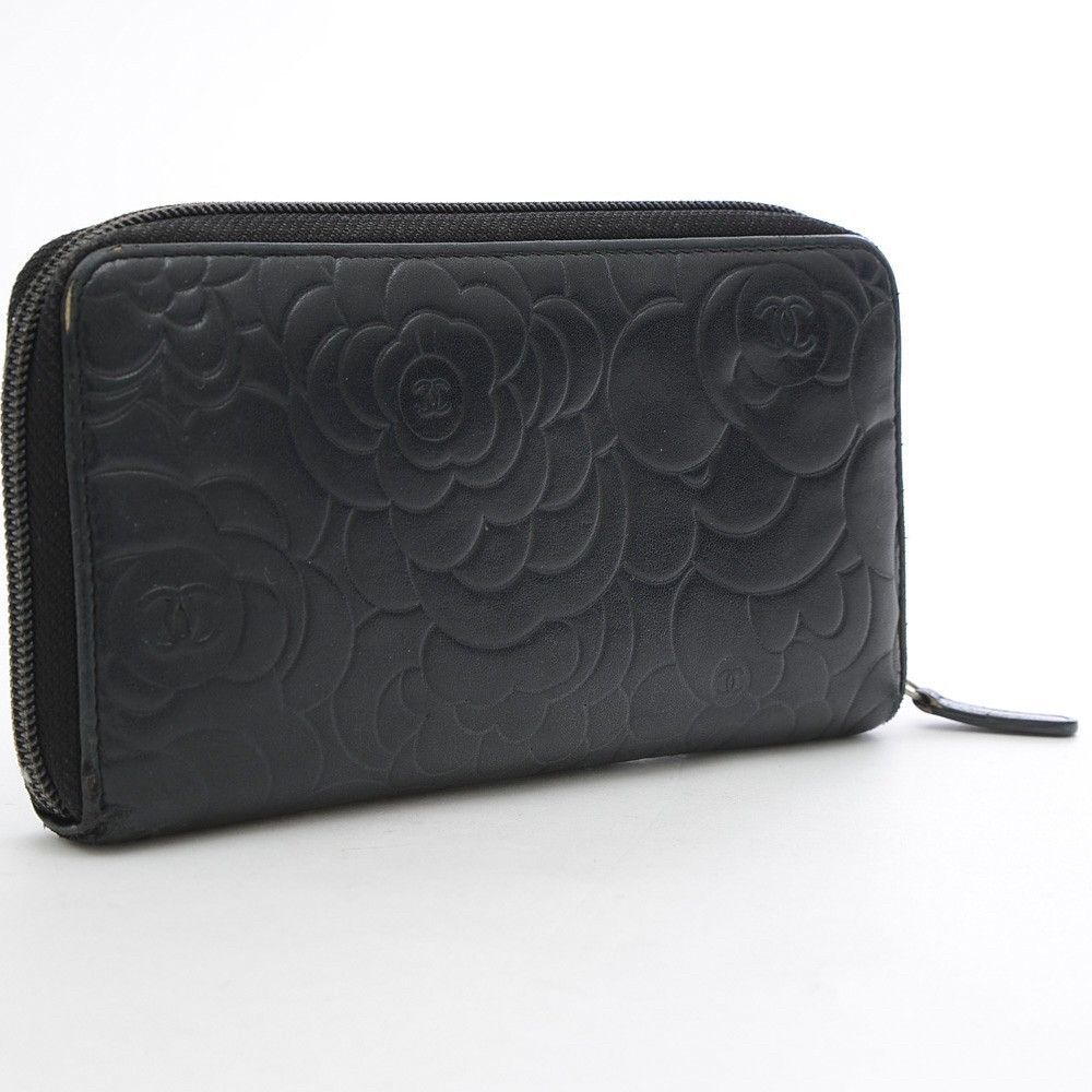 シャネル 16999241 カメリア 長財布 ロングウォレット ブラック レザー