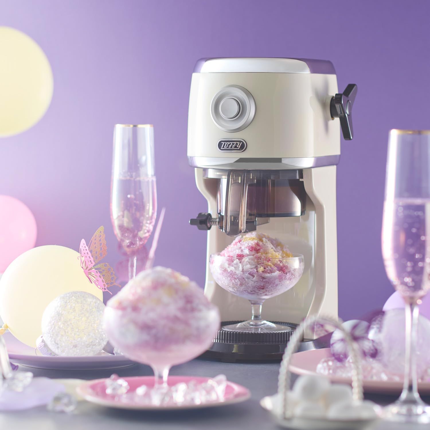 Toffy トフィー コンパクト電動ふわふわかき氷器 K-IS14 モデル 最新 本格かき氷 冷凍フルーツ ハーフ氷 ミックス氷 ジュース ミルク氷 ふわふわ サラサラ シャリシャリ 製氷カップ付き K-IS14 ペールアクア