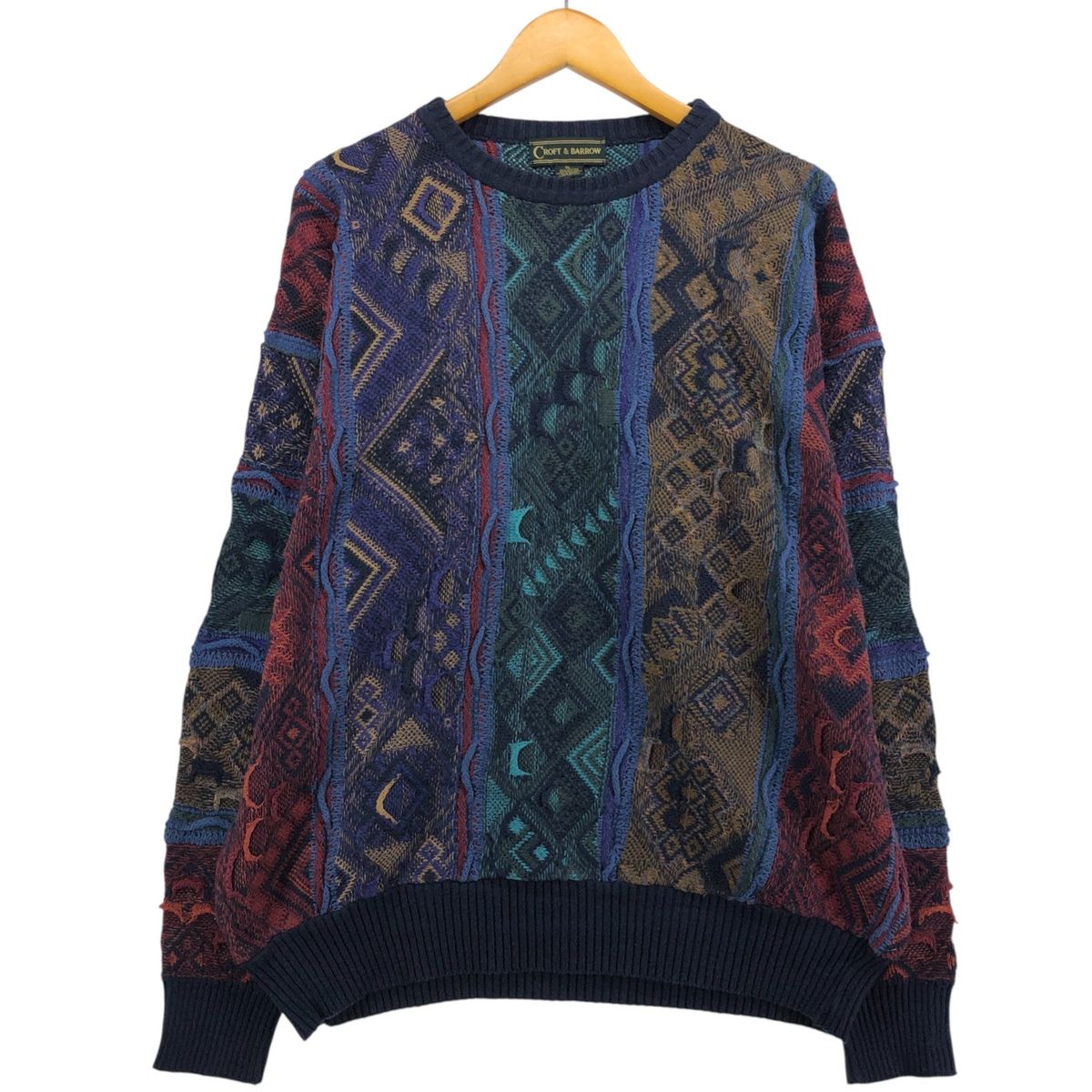 Croft\u0026barrowDesign Knit L相当 Made in USA デザインニット 総柄