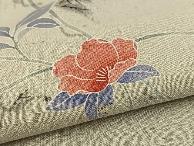 平和屋着物▽訪問着 単衣 紬地 9マルキ 松皮菱花