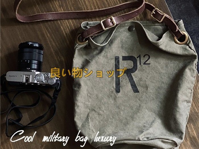 豪華 アメリカン ウォッシュド ミリタリー キャンバス 2wayショルダーバッグ カーキ ミリタリー US NAVY 軍物 キャンプ レトロ