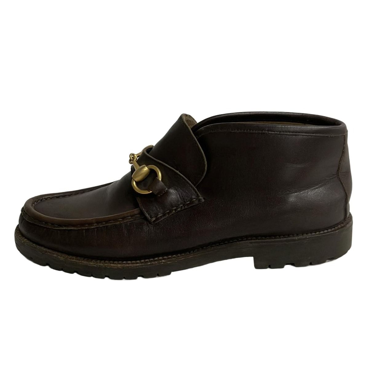 GUCCI グッチ ショートブーツ 37 C レディース ホースビット モカシンブーツ 1040088 ダークブラウン size37 レザー