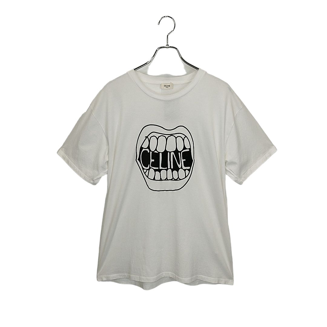 CELINE ロゴ入り 半袖Tシャツ ホワイト/ネイビー Sサイズ CELINE