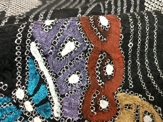 平和屋着物○豪華振袖 総絞り 舞蝶文 黒地 金銀彩 正絹 逸品