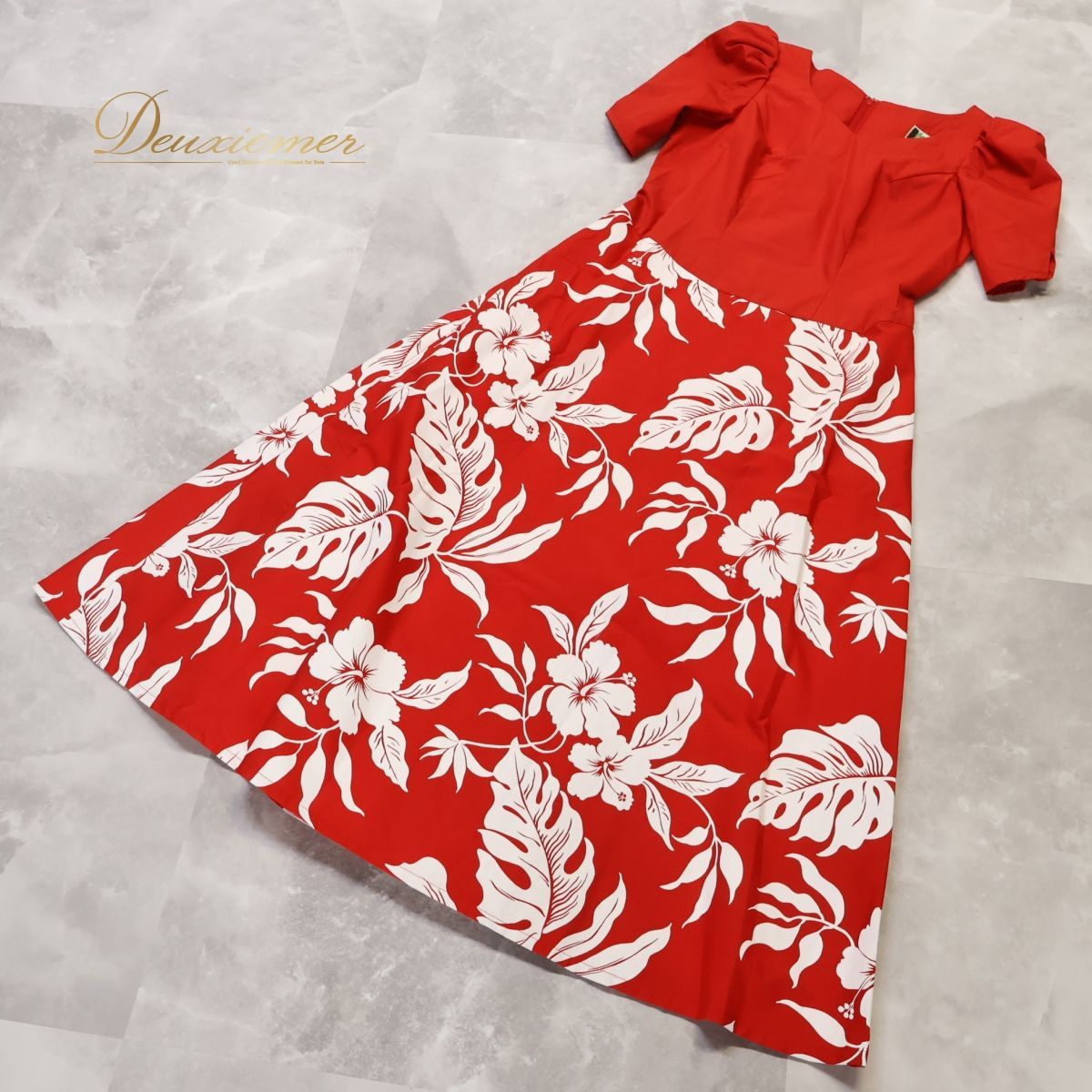 【美品 日本製 フラダンス衣装】レッド ALOHA STANDARDS ドレス フラダンス 衣装 ワンピース ドレス レッド系 アロハ