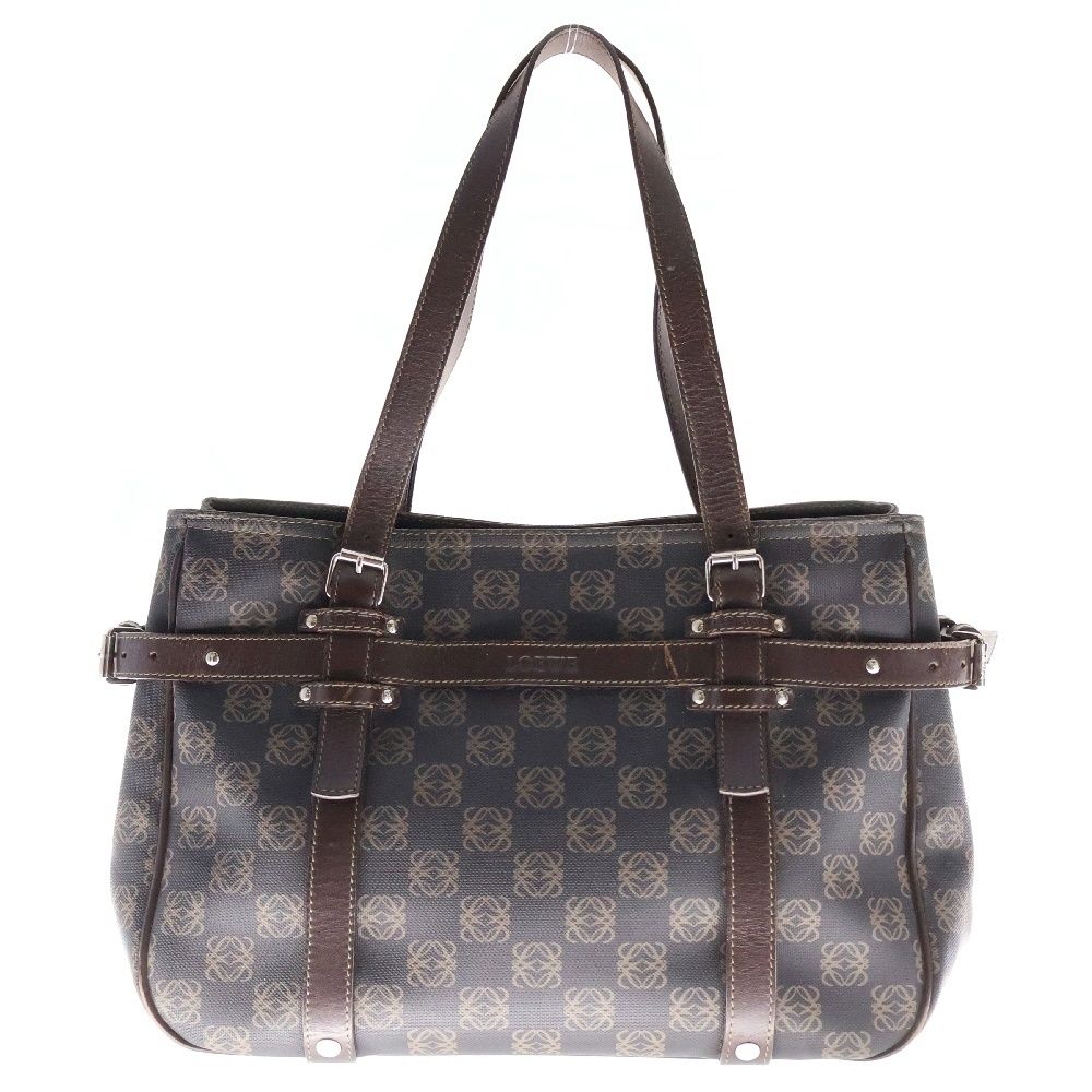格安販売中 (ロエベ) LOEWE アナグラム ブラウン ハンドバッグ トート 総柄 バッグ