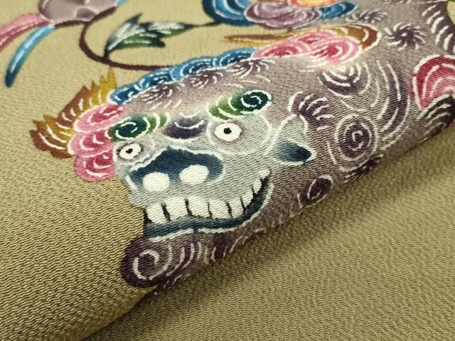 九寸名古屋帯 唐獅子牡丹