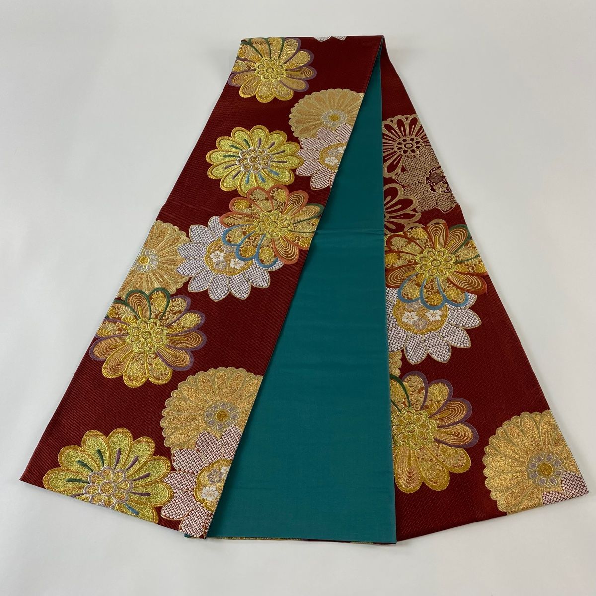 袋帯 秀品 乱菊 斜縞 金銀糸 箔 黒 六通 正絹｜中古・古着