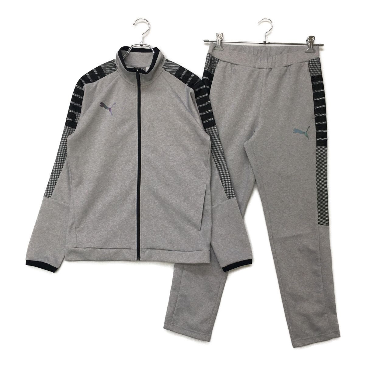 PUMA テック　フルジップセットアップ　グレー M メンズ プーマ PUMA セットアップ M グレー ジャージ素材 ストレッチ