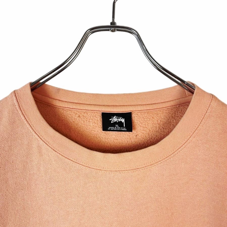 USA製ステューシーSTUSSYスウェットトレーナーロゴ刺繍サーモン