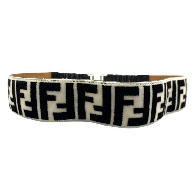 美品 フェンディ ベルト エンボス ズッカ FFロゴ ゴールド レザー ブラック フェンディ FENDI メンズ 小物 ベルト レザーベルト ロゴ