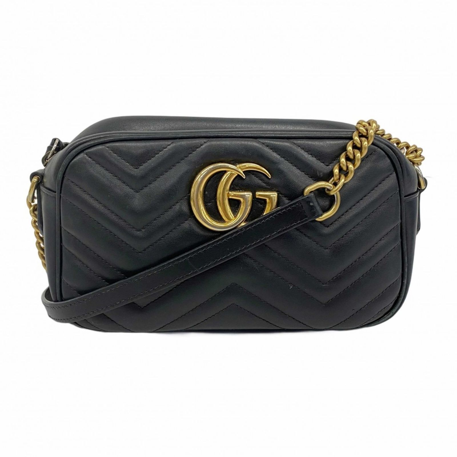 グッチ Gucci グッチ ショルダーバッグ GGマーモント 447632 レザー ブラック レディース