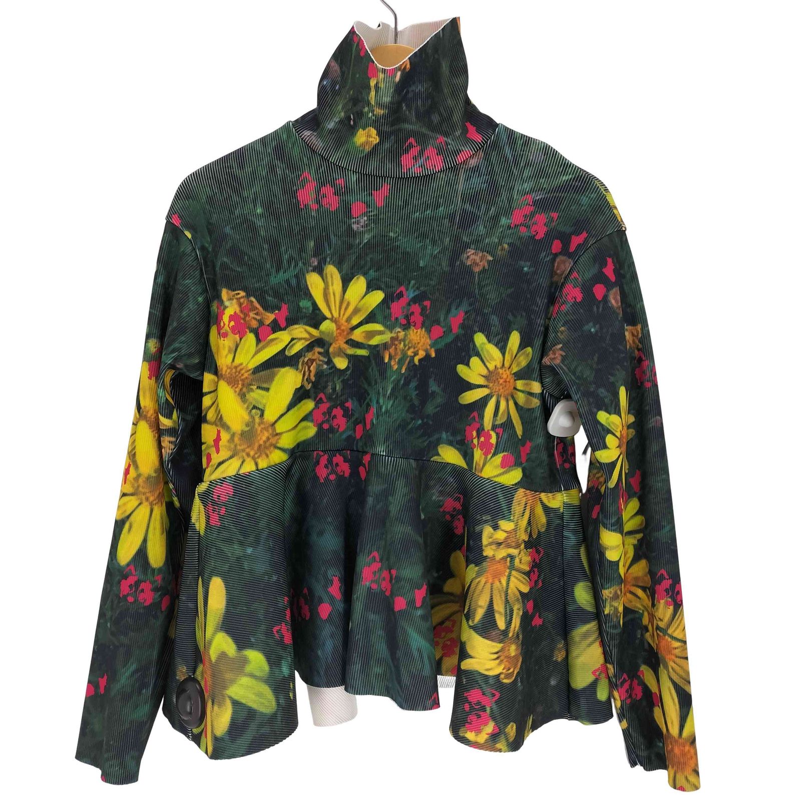 ノントーキョー NON TOKYO PRINT RIB HI-NECK TOP | YELLOW FLOWER レディース
