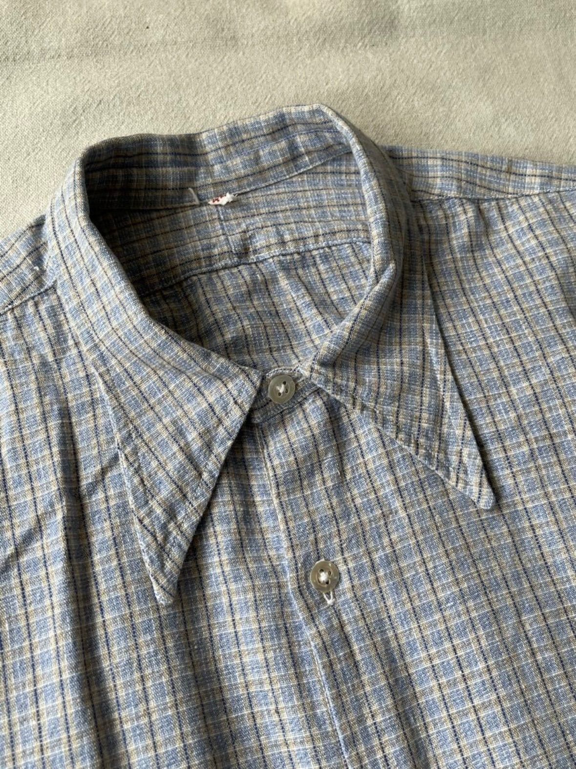 30s Euro vintage グランパ シャツ /42 コットン チェック
