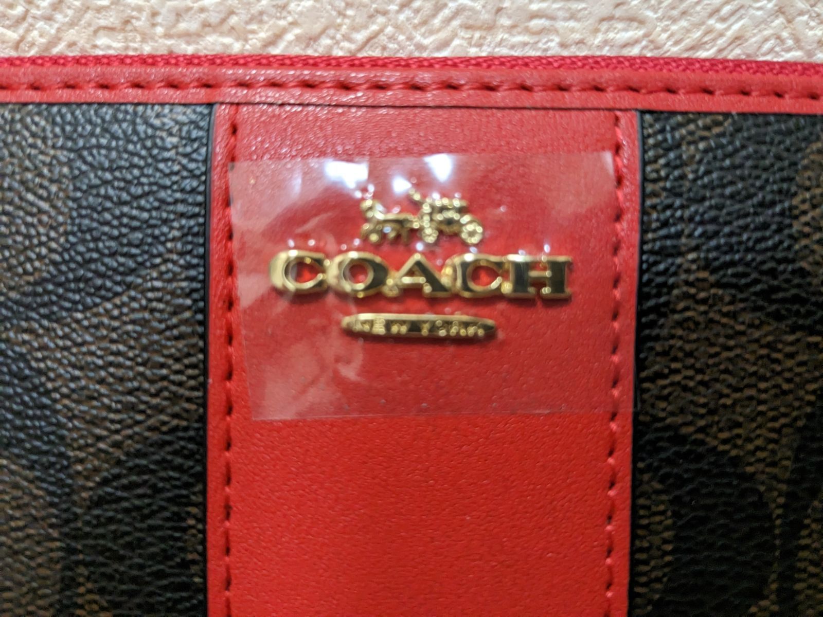 新品】COACH コーチ 長財布 シグネチャー ブラウン トュルーレッド