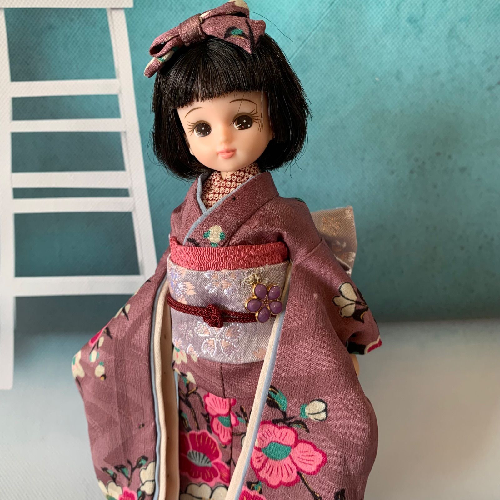 ブライス、リカちゃん(22cmドール)用大振袖フルセット 正絹総裏