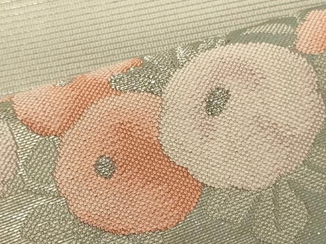 平和屋着物＊夏物　九寸開き名古屋帯　草花文　金銀糸　正絹　逸品　CAAW9118oy 平和屋着物＊夏物 銀座きしや 九寸名古屋帯 総刺繍 草花文 金銀糸 正絹