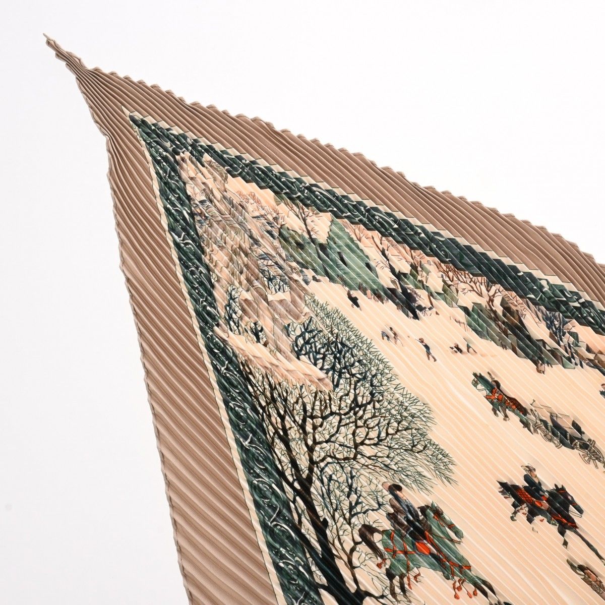 エルメス プリーツスカーフ カレ90 ベージュ レディース シルク100