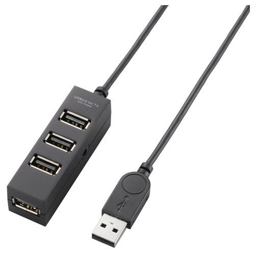 エレコム USBハブ USB2.0 TV用 セルフパワー 4ポート 1m ブラック U2H-TV003SBK （1点）