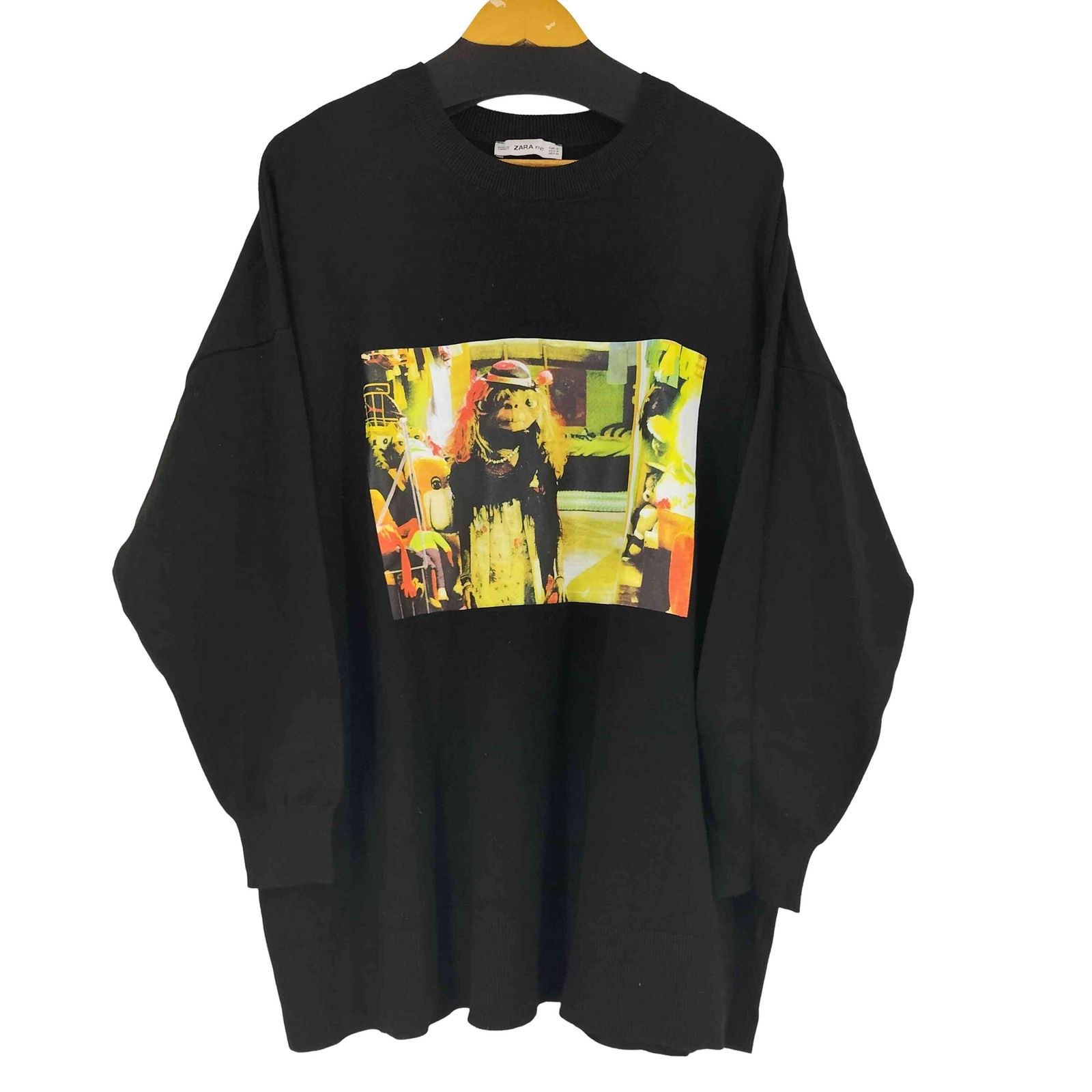 ザラ ニット ブラック 総柄 M ZARA セーター 黒 柄 トップス