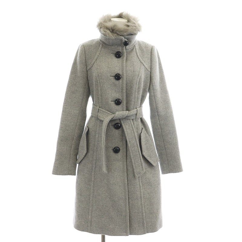 BURBERRY BLUE LABEL ロングコート チェック ファー付き M バーバリー 