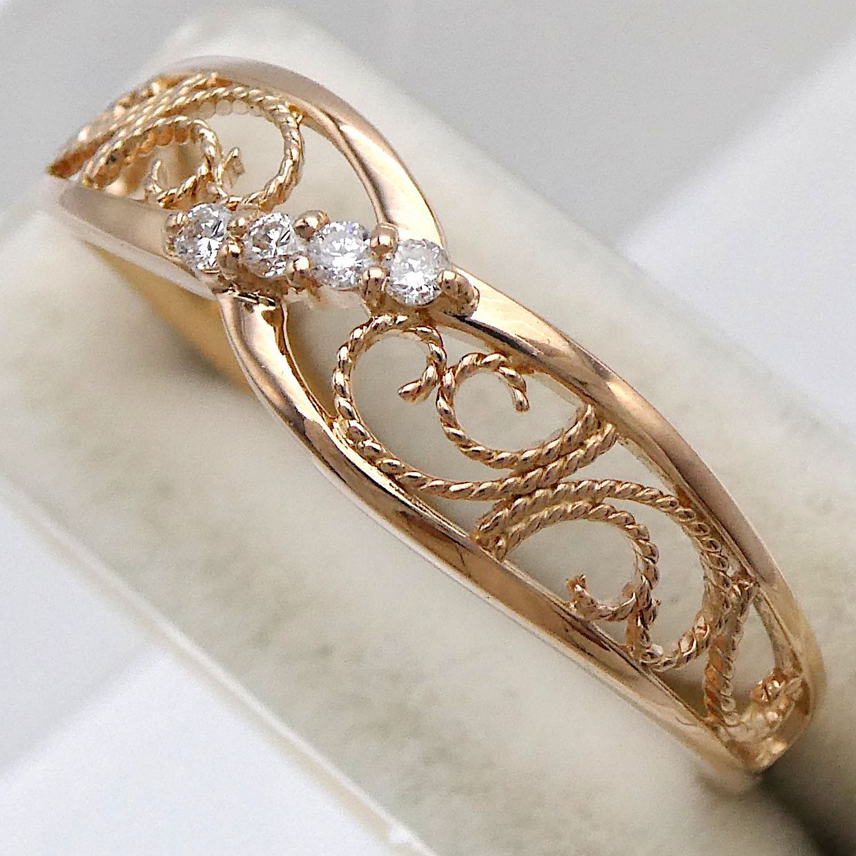 リング K18PG ダイヤモンド0.03ct 11号 透かしデザイン リング K18PG ダイヤモンド0.03ct 11号 透かしデザイン - メルカリ